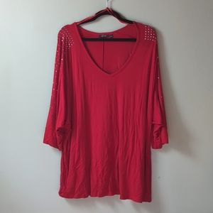 Red plus size women's blouse